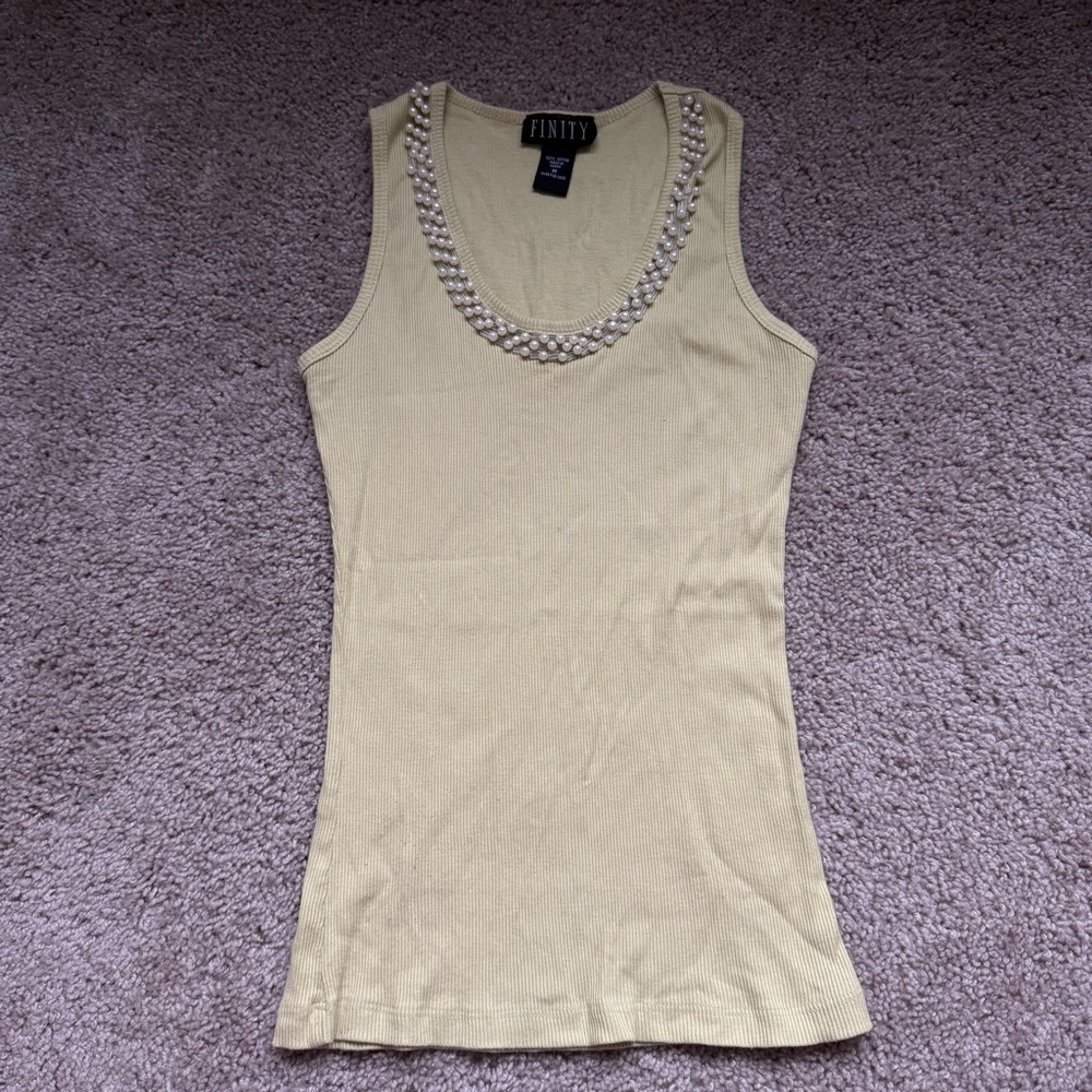 Finity tank top with pearl neckline size medium